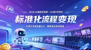 2026AI漫剧变现课|从0到1学创作,标准化流程批量出片,解锁商业接单渠道-优创圈