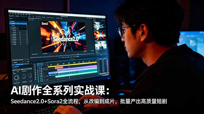 AI剧作全系列实战课:Seedance2.0+Sora2全流程,从改编到成片,批量产出高质量短剧-优创圈
