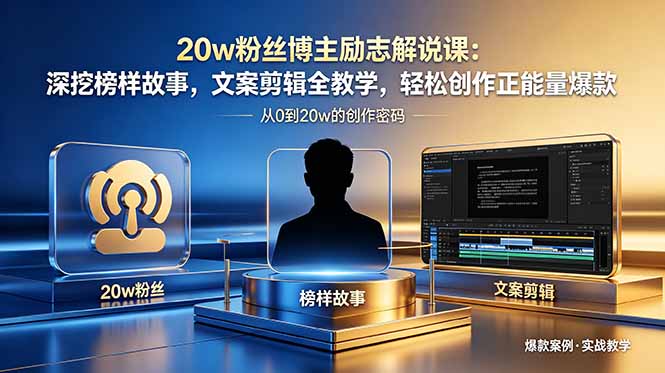 20w粉丝博主励志解说课:深挖榜样故事,文案剪辑全教学,轻松创作正能量爆款-优创圈