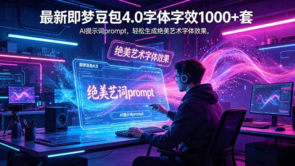 最新即梦豆包4.0字体字效1000+套,AI提示词prompt,轻松生成绝美艺术字体效果-优创圈