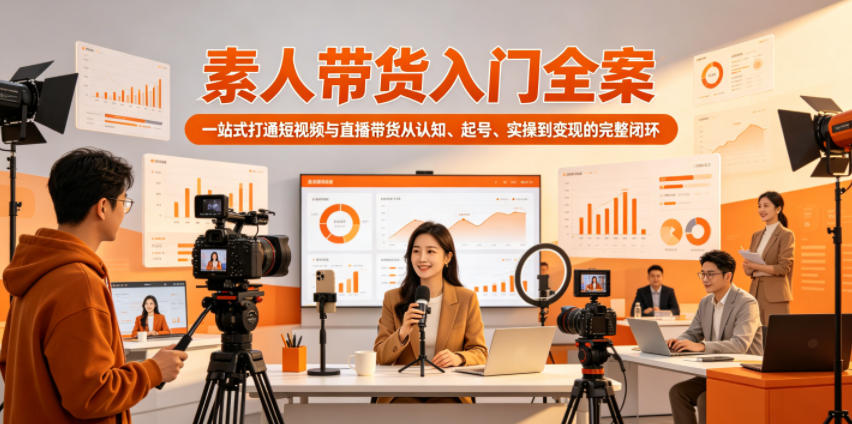 素人带货入门全案，一站式打通短视频与直播带货从认知、起号、实操到变现的完整闭环-优创圈