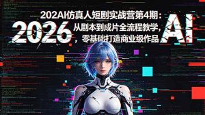 2026AI仿真人短剧实战营第4期：从剧本到成片全流程教学，零基础打造商业级作品-优创圈
