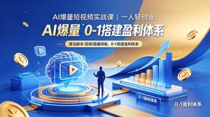 AI爆量短视频实战课｜一人轻创业，算法脚本剪辑直播同城，0-1搭建盈利体系-优创圈
