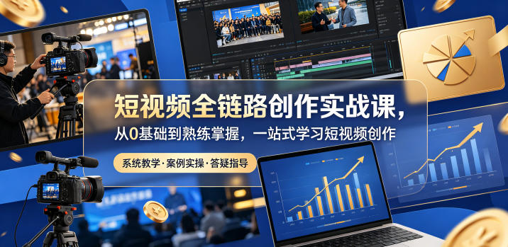 短视频全链路创作实战课，从0基础到熟练掌握，一站式学习短视频创作-优创圈