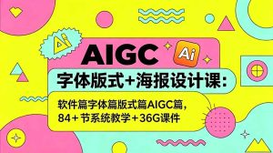 AIGC字体版式+海报设计课：软件篇字体篇版式篇AIGC篇，系统教学+36G课件-优创圈