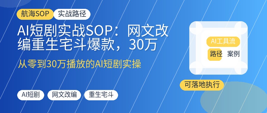 AI短剧实战SOP:网文改编重生宅斗爆款,30万播放量实操全流程拆解