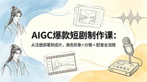 AIGC爆款短剧制作课:从注册部署到成片,角色形象+分镜+配音全流程-优创圈