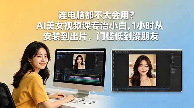 连电脑都不太会用?AI美女视频课专治小白,1小时从安装到出片,门槛低到没朋友-优创圈