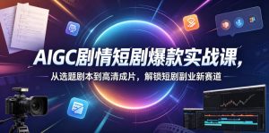 AIGC剧情短剧爆款实战课,从选题剧本到高清成片,解锁短剧副业新赛道-优创圈