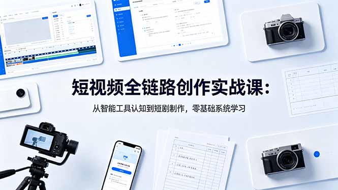 短视频全链路创作实战课:从智能工具认知到短剧制作,零基础系统学习-优创圈