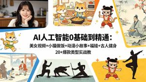 AI人工智能0基础到精通:美女视频+小猫做饭+动漫小故事+福娃+古人健身,20+爆款类型实战教学-优创圈