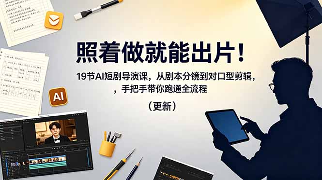 照着做就能出片！19节AI短剧导演课，从剧本分镜到对口型剪辑，手把手带你跑通全流程（更新）-优创圈