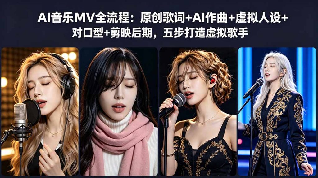 AI音乐MV全流程:原创歌词+AI作曲+虚拟人设+对口型+剪映后期,五步打造虚拟歌手-优创圈
