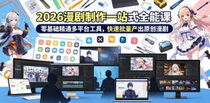 2026 AI漫剧制作一站式全能课，零基础精通多平台工具，快速批量产出原创漫剧-优创圈