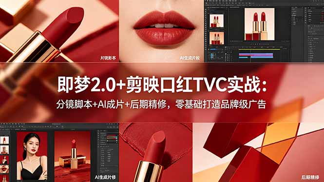 即梦2.0+剪映口红TVC实战：分镜脚本+AI成片+后期精修，零基础打造品牌级广告-优创圈