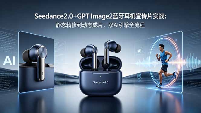 Seedance2.0+GPT Image2蓝牙耳机宣传片实战：静态精修到动态成片，双AI引擎全流程-优创圈