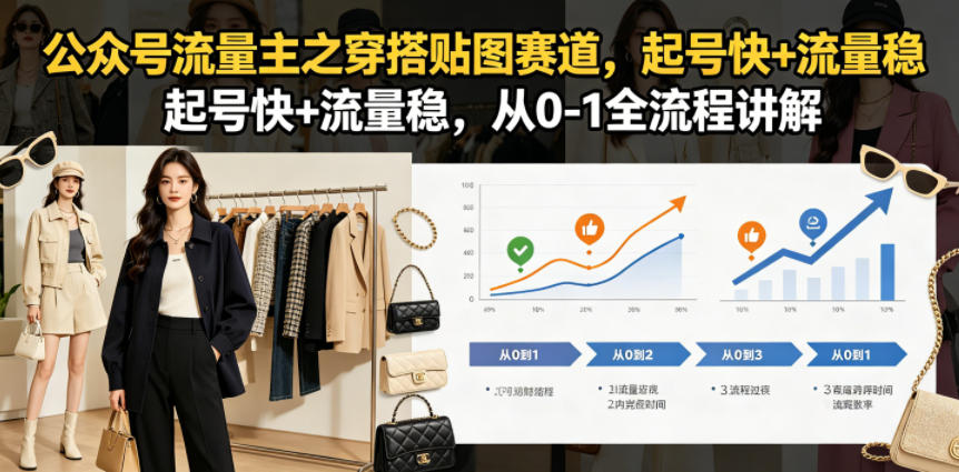公众号流量主之穿搭贴图赛道，起号快+流量稳，从0-1全流程讲解-优创圈