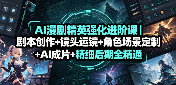 AI漫剧精英强化进阶课｜剧本创作+镜头运镜+角色场景定制+AI成片+精细后期全精通-优创圈