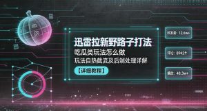 迅雷拉新野路子打法，吃瓜类玩法怎么做，玩法自热截流及后端处理详解-优创圈