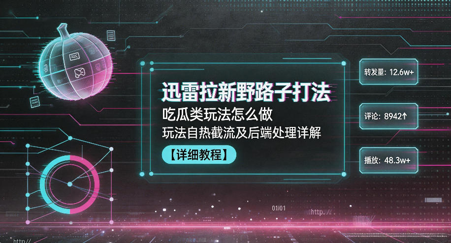 迅雷拉新野路子打法，吃瓜类玩法怎么做，玩法自热截流及后端处理详解-优创圈