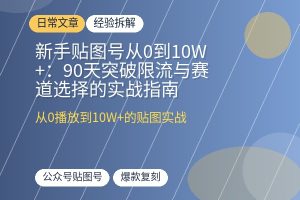 新手贴图号从0到10W+：90天突破限流与赛道选择的实战指南-优创圈