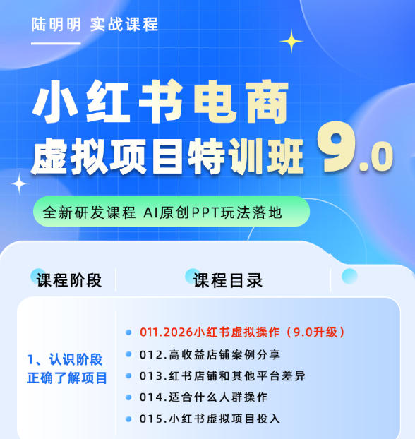 小红书虚拟项目特训班9.0,AI原创PPT技术全跑通,单品单店月纯利润几个W-优创圈