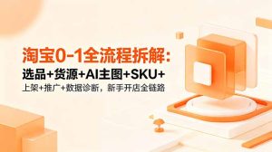 淘宝0-1全流程拆解:选品+货源+AI主图+SKU+上架+推广+数据诊断,新手开店全链路-优创圈
