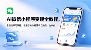 AI微信小程序变现全教程,零基础不用编程,手把手教你搭建项目赚取广告收益-优创圈