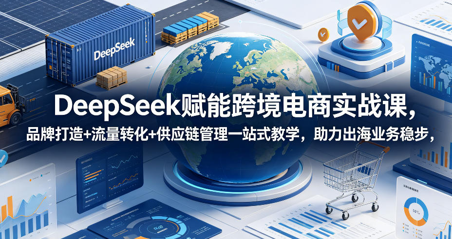 DeepSeek赋能跨境电商实战课，品牌打造+流量转化+供应链管理一站式教学，助力出海业务稳步发展-优创圈