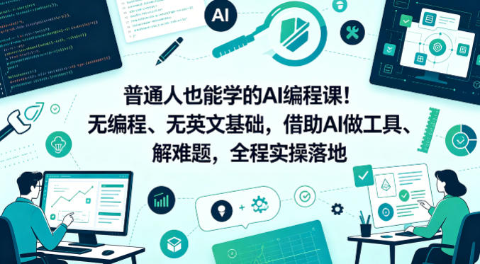 普通人也能学的AI编程课!无编程、无英文基础,借助AI做工具、解难题,全程实操落地(更新6月)-优创圈
