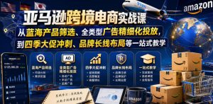 亚马逊跨境电商实战课，从蓝海产品筛选、全类型广告精细化投放，到四季大促冲刺、品牌长线布局等一站式教学-优创圈