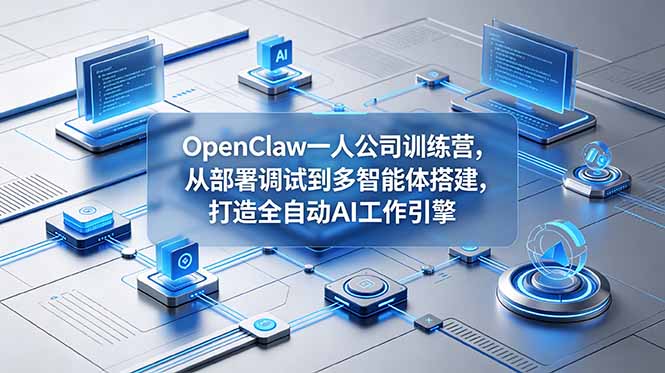 OpenClaw 一人公司训练营，从部署调试到多智能体搭建，打造全自动 AI 工作引擎-优创圈