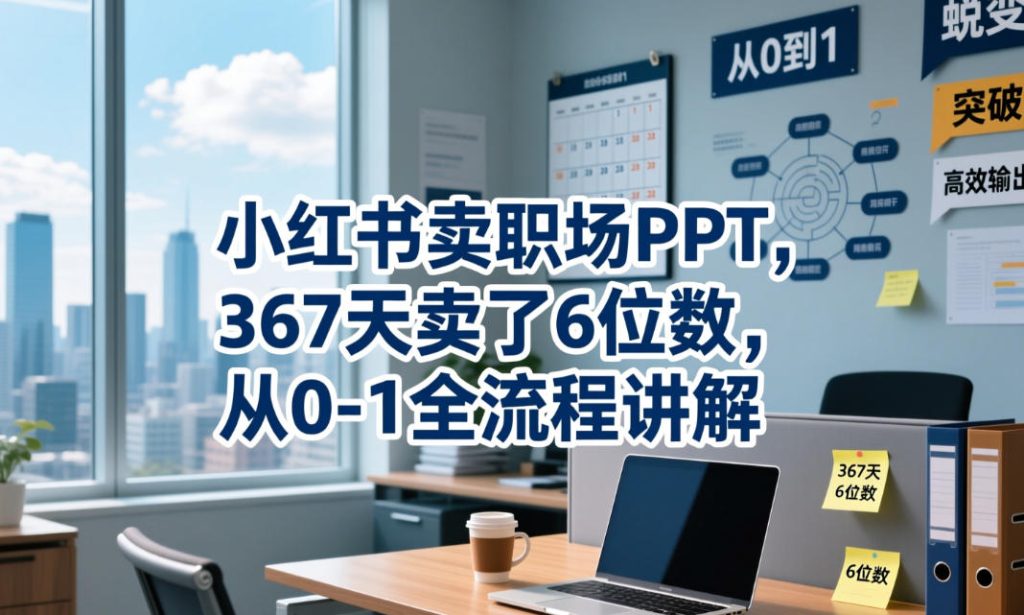 小红书卖职场PPT,367天卖了6位数,从0-1全流程讲解-优创圈