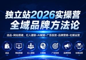 独立站2026实操营,全域品牌方法论,选品-网站搭建,红人建联-AI赋能-广告投放-品牌营销-社煤运营-优创圈