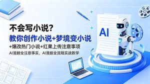不会写小说?教你创作小说+梦境变小说+爆改热门小说+红果上传注意事项,AI漫剧全流程实战教学-优创圈