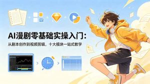AI漫剧零基础实操入门:从剧本创作到视频剪辑,十大模块一站式教学-优创圈
