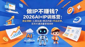做IP不赚钱?2026AI+IP训练营:商业理解+工具实战+表达内容+作品反馈,百天打通流量变现闭环-优创圈