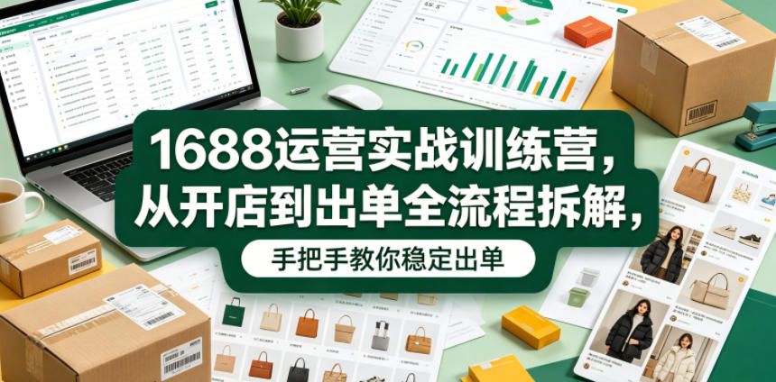 1688运营实战训练营,从开店到出单全流程拆解,手把手教你稳定出单-优创圈