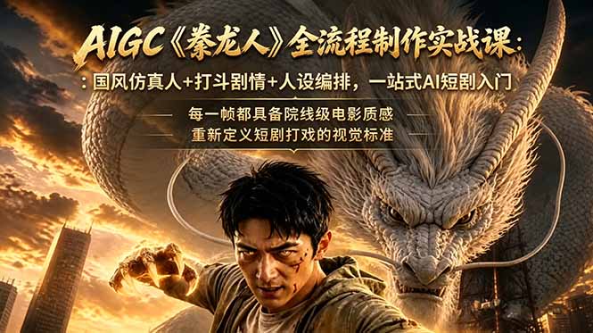 AIGC《豢龙人》全流程制作实战课:国风仿真人+打斗剧情+人设编排,一站式AI短剧入门-优创圈