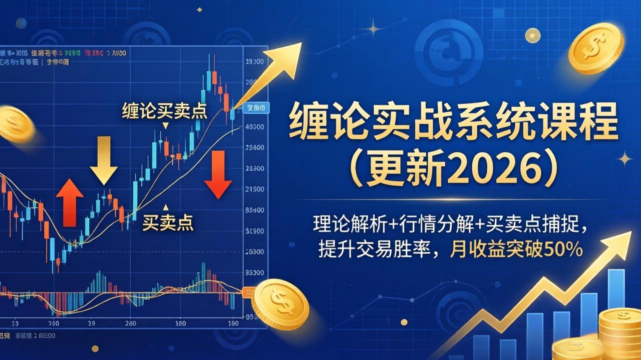 缠论实战系统课程(更新26年6月),理论解析+行情分解+买卖点捕捉,提升交易胜率,月收益突破50%