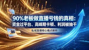 做直播亏钱的真相资金过平台、高峰期卡顿利润被抽干 私域直播核心痛点解析-优创圈