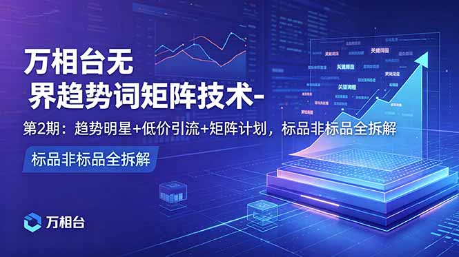 万相台无界趋势词矩阵技术-第2期:趋势明星+低价引流+矩阵计划,标品非标品全拆解-优创圈