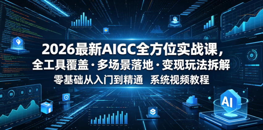 2026最新AIGC全方位实战课,全工具覆盖・多场景落地・变现玩法拆解,零基础从入门到精通系统视频教程-优创圈