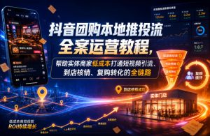 抖音团购本地推投流全案运营教程,帮助实体商家低成本打通短视频引流、到店核销、复购转化的全链路-优创圈