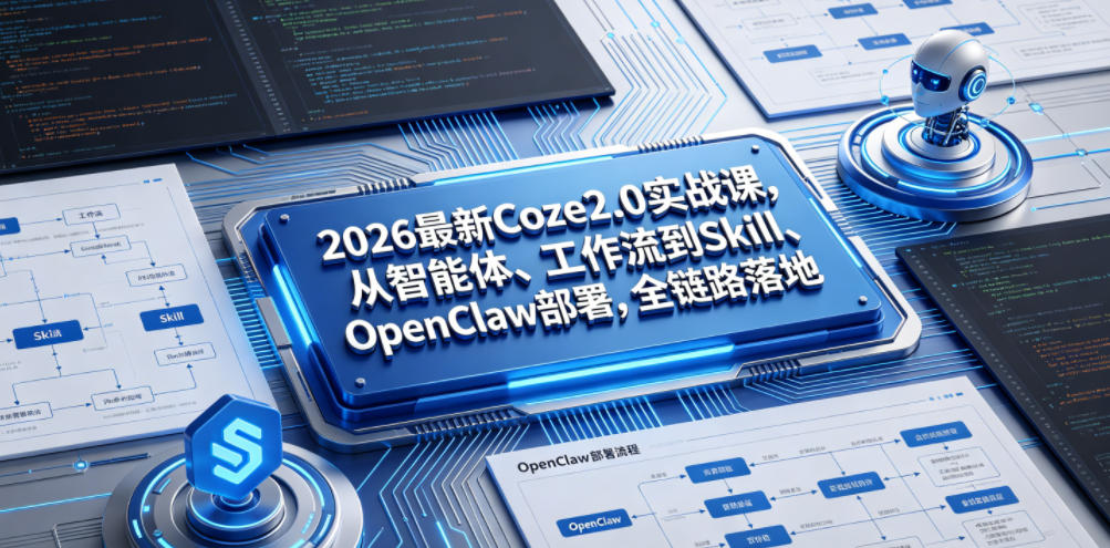 2026最新Coze2.0实战课,从智能体、工作流到Skill、OpenClaw部署,全链路落地-优创圈