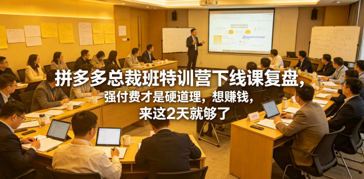 拼多多总裁班特训营下线课复盘,强付费才是硬道理,想賺钱,来这2天就够了-优创圈