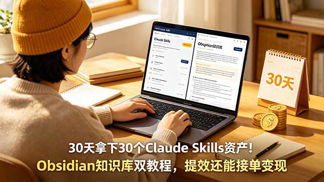 30天拿下30个Claude Skills资产!Obsidian知识库双教程,提效还能接单变现-优创圈