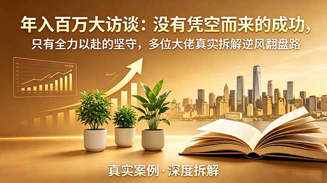 年入百万大访谈-更新:没有凭空而来的成功,只有全力以赴的坚守,多位大佬真实拆解逆风翻盘路-优创圈