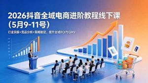 2026抖音全域电商进阶教程线下课（5月9-11号）行业洞察+竞品分析+策略制定，提升全域ROI与GMV-优创圈