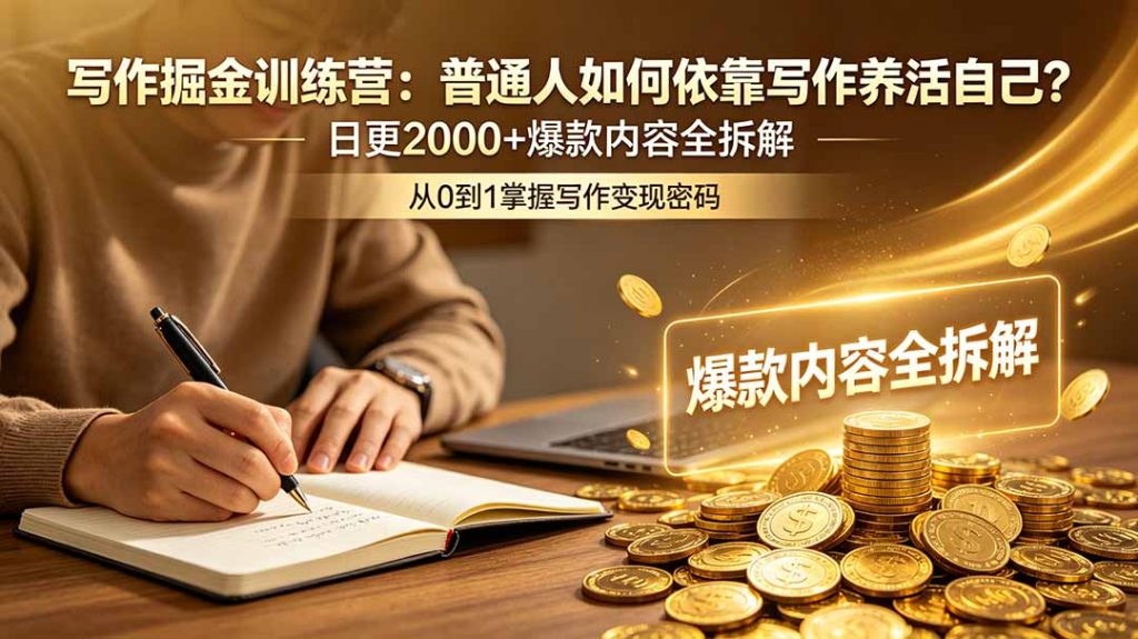 写作掘金训练营:普通人如何依靠写作养活自己?日更2000+爆款内容全拆解-优创圈